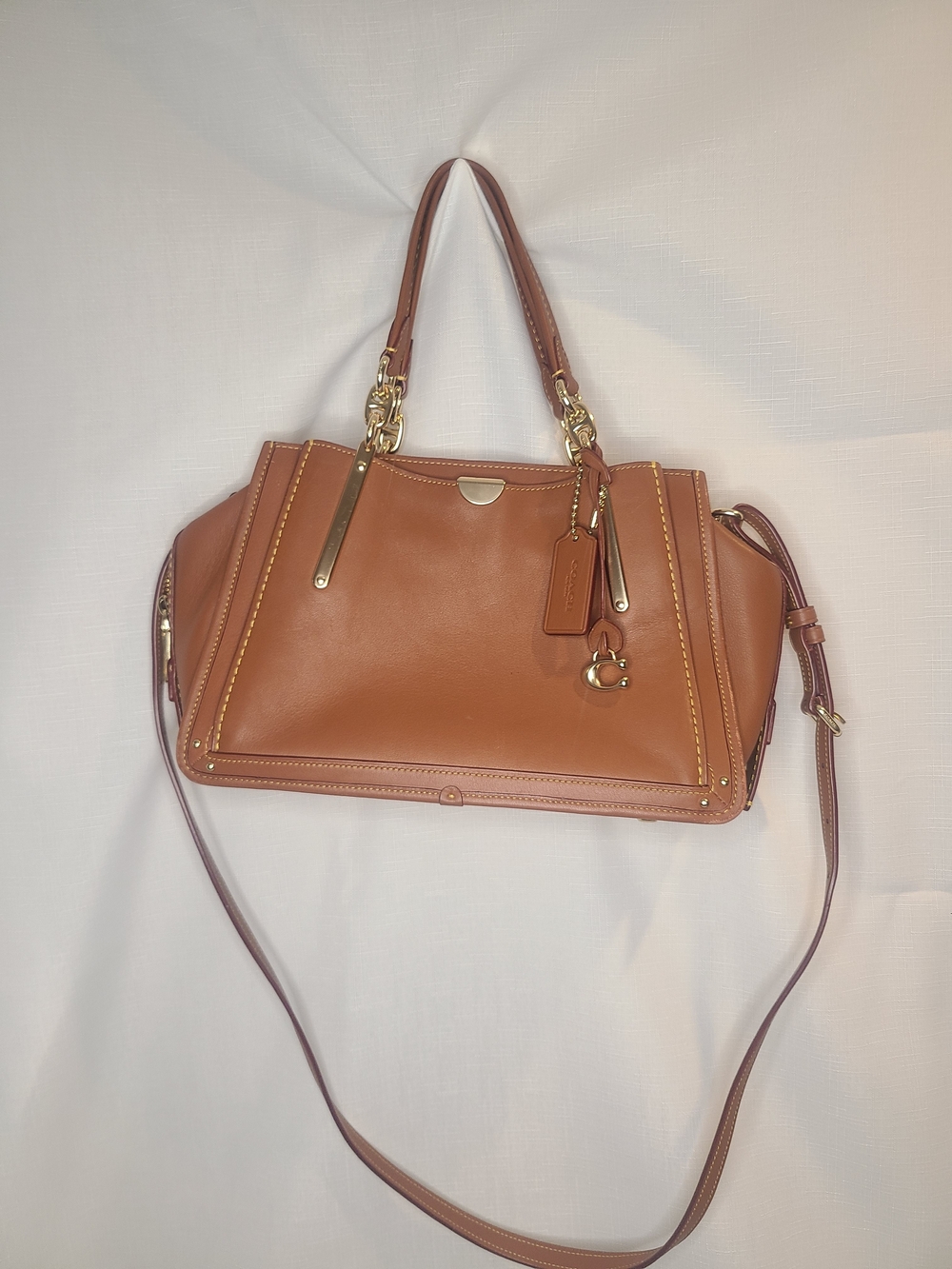 Coach Brown Leather Satchel with Detachable Strap